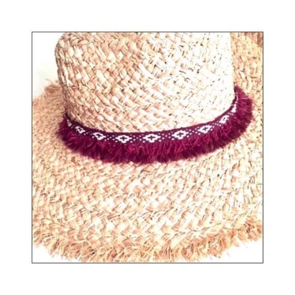 Accessories Nwt Raffia Straw Sun Hat With Frayed Edges Poshmark